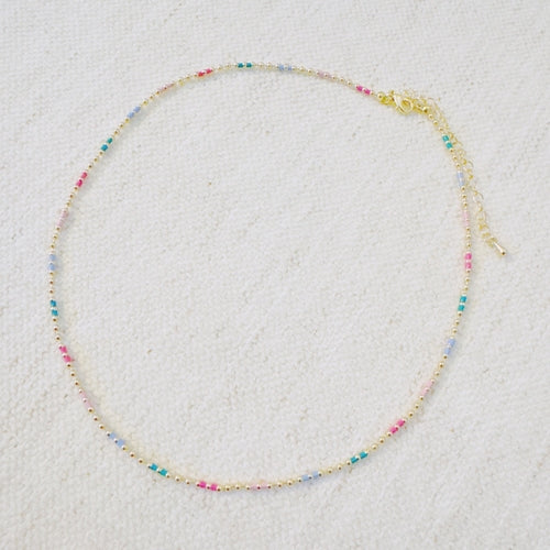 Color Pop Ball Chain Necklace – Dainty Beaded Chain with a Playful