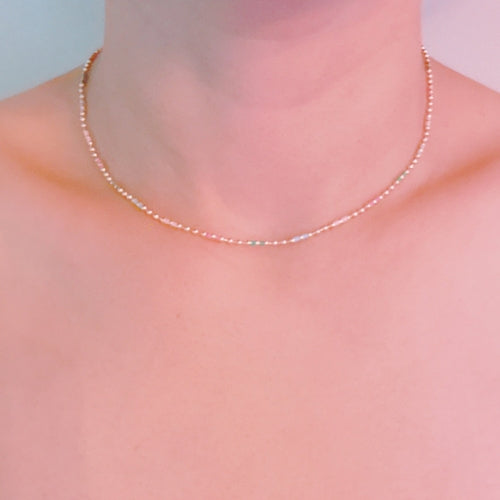 Color Pop Ball Chain Necklace – Dainty Beaded Chain with a Playful