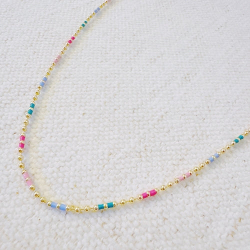 Color Pop Ball Chain Necklace – Dainty Beaded Chain with a Playful